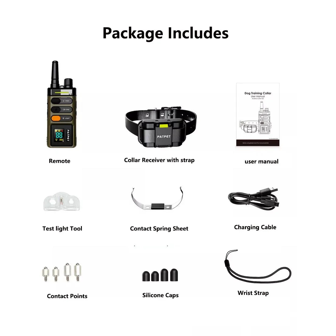 PET625 Remote Dog Training E-Collar includes