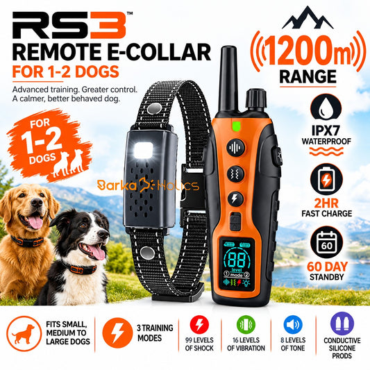 Remote Dog Training E-Collar 1200m RS3 ~ 1-2 Dogs