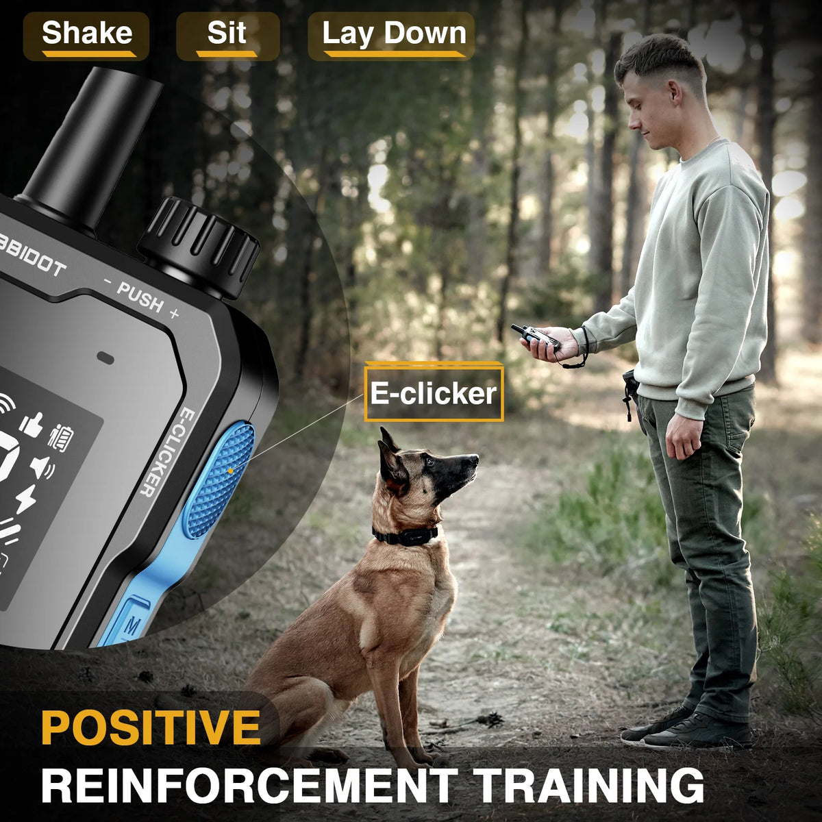 Elite Remote Dog Training E-Collar 1250m 1-2 Dogs T70 Rechargeable & IPX7 Waterproof