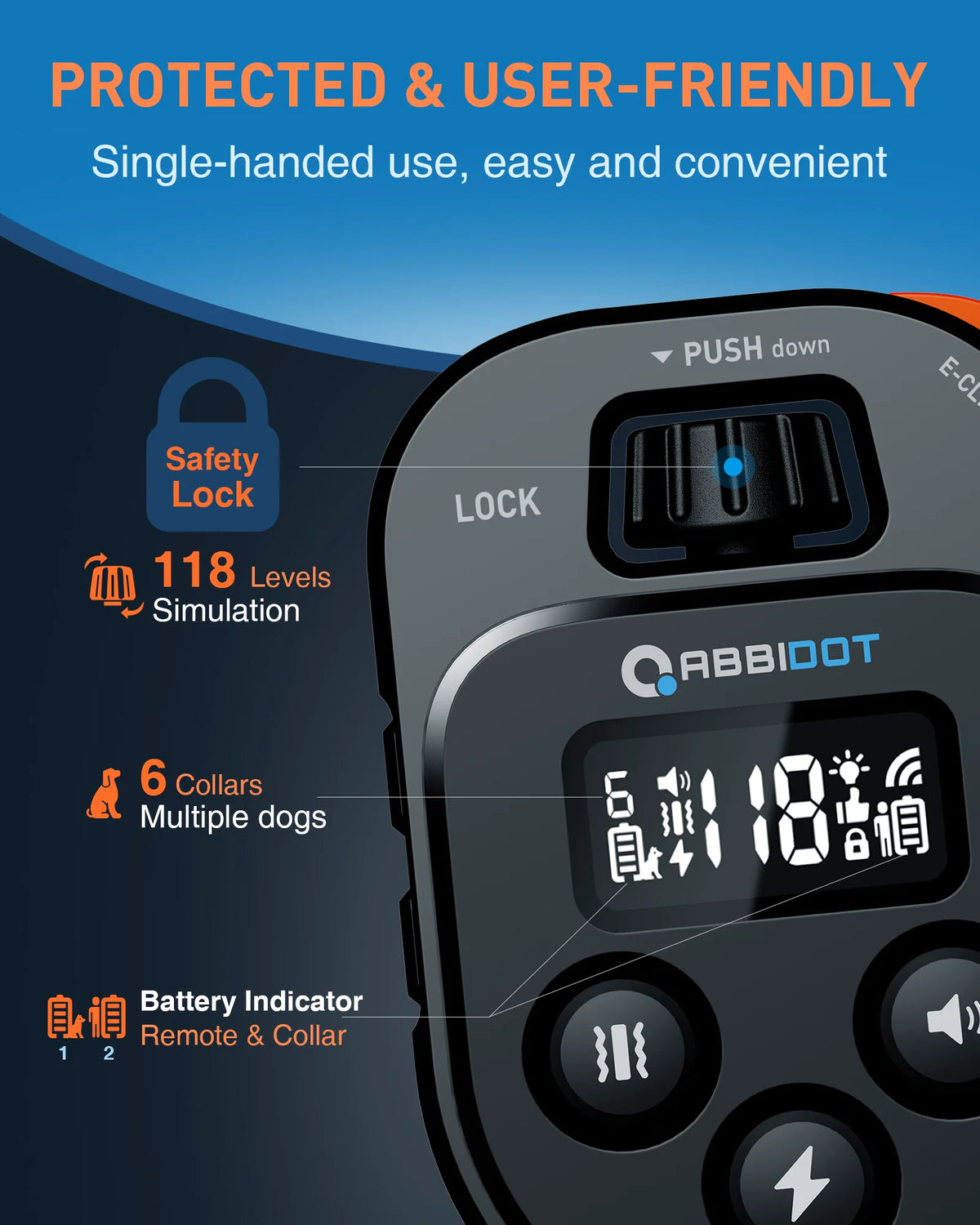 Elite Remote Dog Training E-Collar 1050m 1-2 Dogs T60 Rechargeable & IPX7 Waterproof