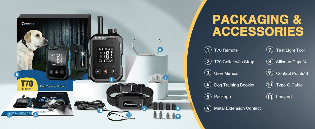 Elite Remote Dog Training E-Collar 1250m 1-2 Dogs T70 Rechargeable & IPX7 Waterproof