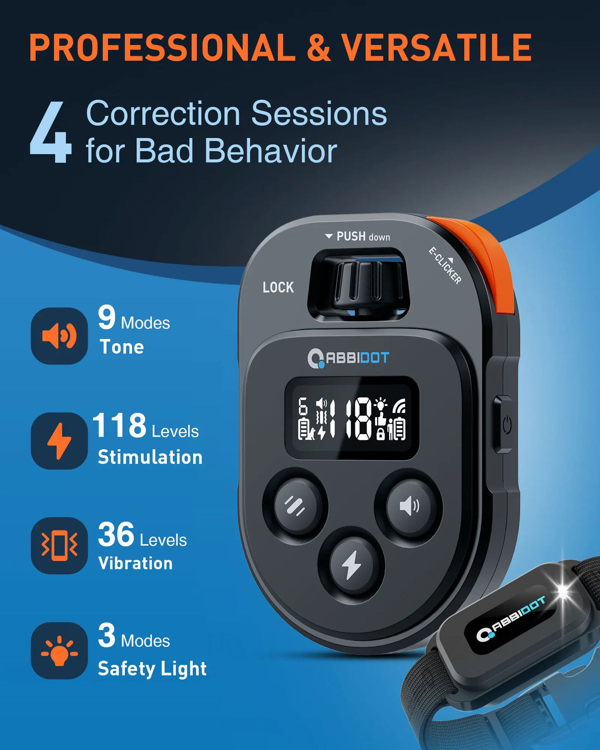 Elite Remote Dog Training E-Collar 1050m 1-2 Dogs T60 Rechargeable & IPX7 Waterproof