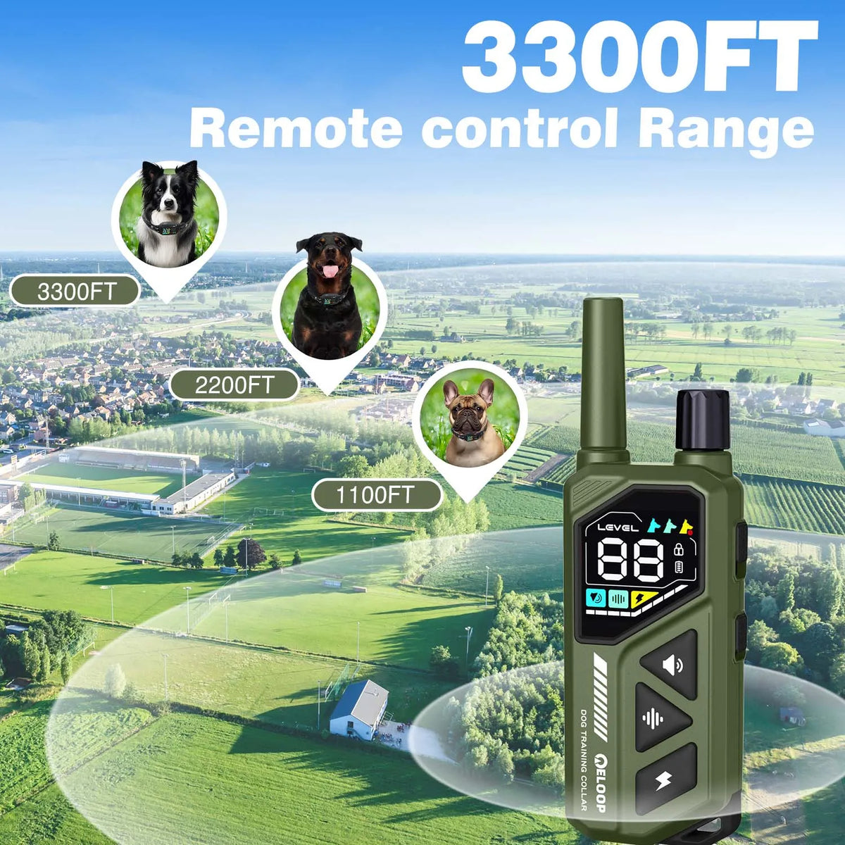 Remote Dog Training E-Collar 1000m PET513 ~ 3300ft range