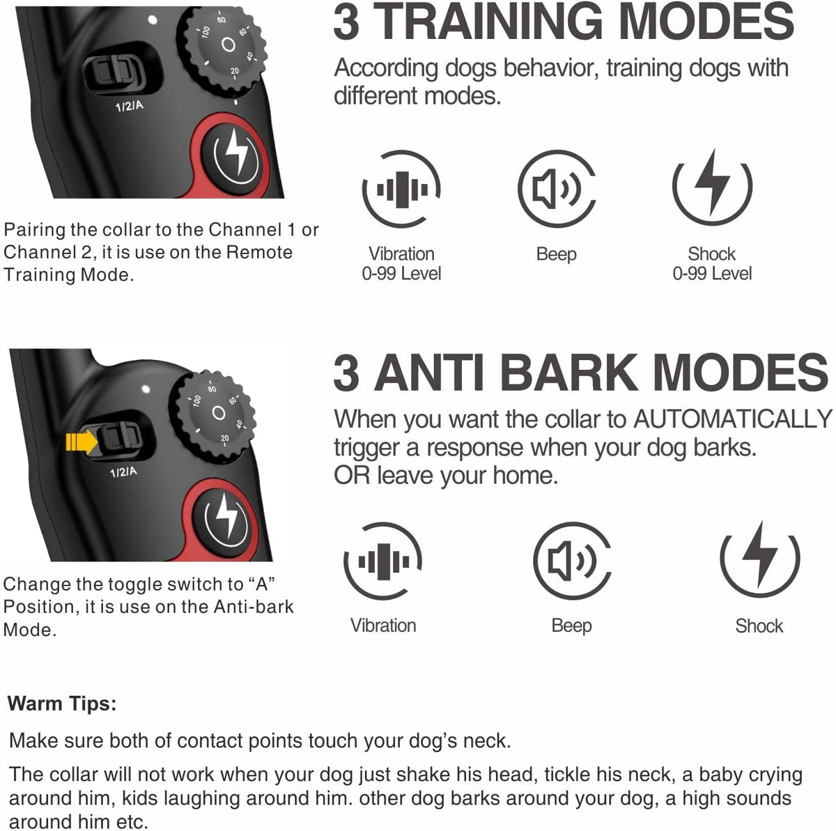 BH400R 2-in-1 Anti-Bark and Remote Dog Training Collar - 4
