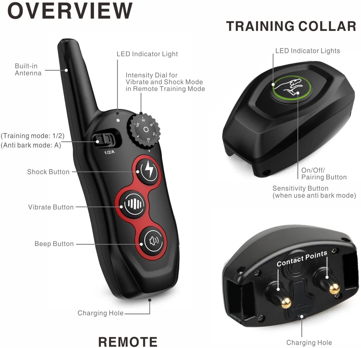 BH400R 2-in-1 Anti-Bark and Remote Dog Training Collar - 3